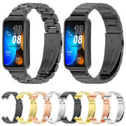 For Huawei Band 8 / 9 / 10 Mijobs Three Bead Bamboo Stainless Steel Watch Band(Silver)