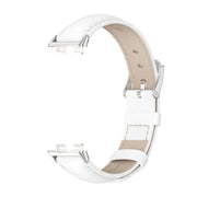 For Huawei Band 8 / 9 / 10 Mijobs Cowhide Leather Watch Band(White Silver)