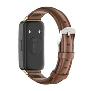For Huawei Band 8 / 9 / 10 Mijobs Cowhide Leather Watch Band(Brown Gold)