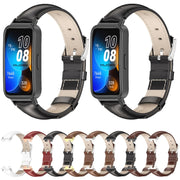 For Huawei Band 8 / 9 / 10 Mijobs Cowhide Leather Watch Band(White Silver)