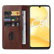 For Realme C51 Magnetic Closure Leather Phone Case(Brown)