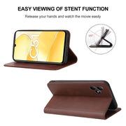 For Realme C51 Magnetic Closure Leather Phone Case(Brown)