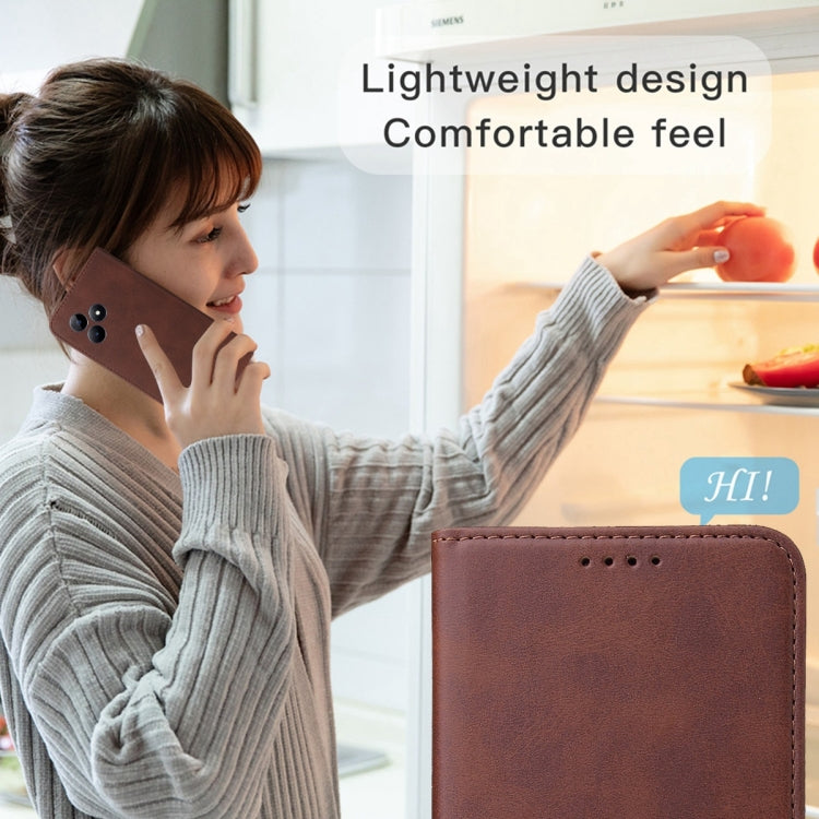 For Realme C51 Magnetic Closure Leather Phone Case(Brown)