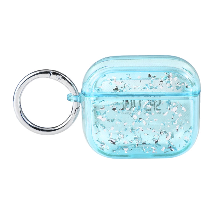 For AirPods 3 Silver Foil Epoxy Bluetooth Earphone Protective Case(Sky Blue)