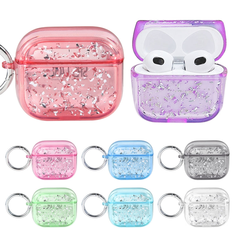 For AirPods 3 Silver Foil Epoxy Bluetooth Earphone Protective Case(Red)
