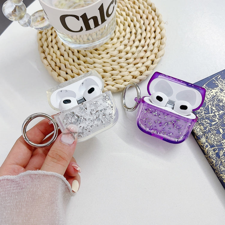 For AirPods Pro Silver Foil Epoxy Bluetooth Earphone Protective Case(Transparent)
