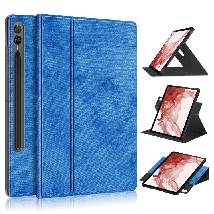 For Samsung Galaxy Tab S9 360 Rotation Stand Smart Leather Tablet Case(Blue)