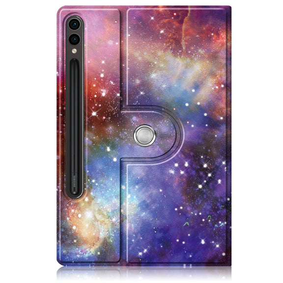 For Samsung Galaxy Tab S9 360 Rotation Stand Painted Smart Leather Tablet Case(Milky Way)