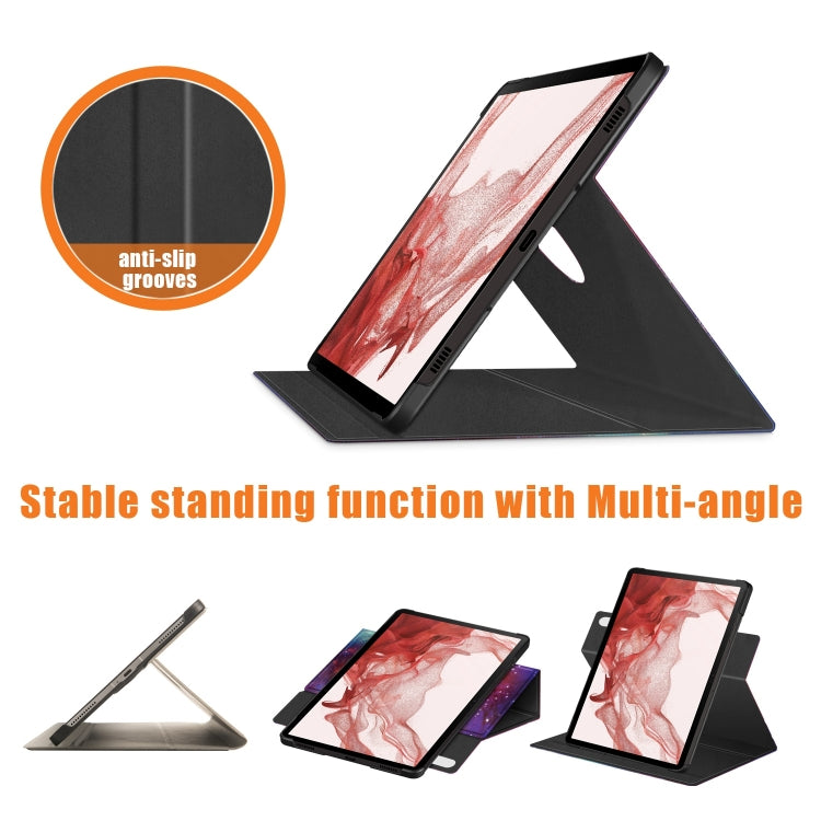 For Samsung Galaxy Tab S9 360 Rotation Stand Painted Smart Leather Tablet Case(Milky Way)