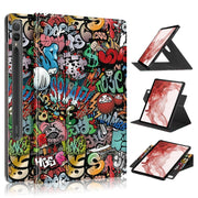 For Samsung Galaxy Tab S9+ 360 Rotation Stand Painted Smart Leather Tablet Case(Graffiti)