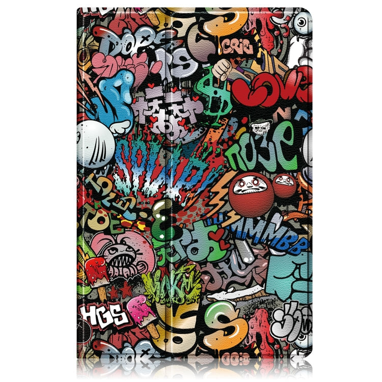 For Samsung Galaxy Tab S9+ 360 Rotation Stand Painted Smart Leather Tablet Case(Graffiti)
