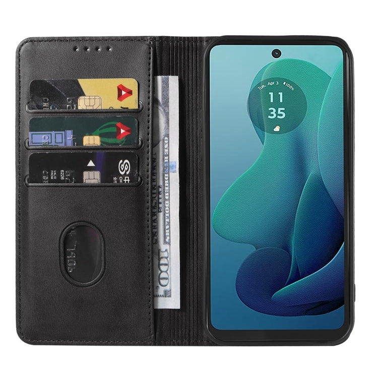For Motorola Moto G 5G 2024 Magnetic Closure Leather Phone Case(Black)