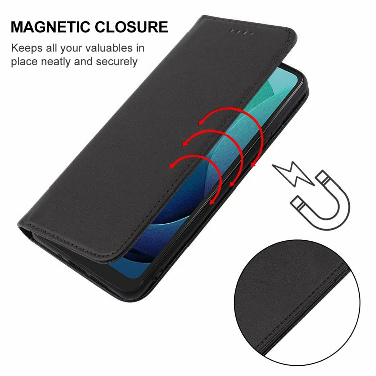 For Motorola Moto G 5G 2024 Magnetic Closure Leather Phone Case(Black)
