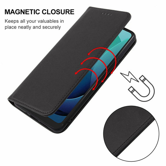 For Motorola Moto G 5G 2024 Magnetic Closure Leather Phone Case(Black)