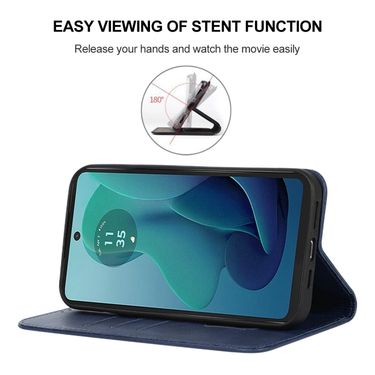 For Motorola Moto G 5G 2024 Magnetic Closure Leather Phone Case(Blue)