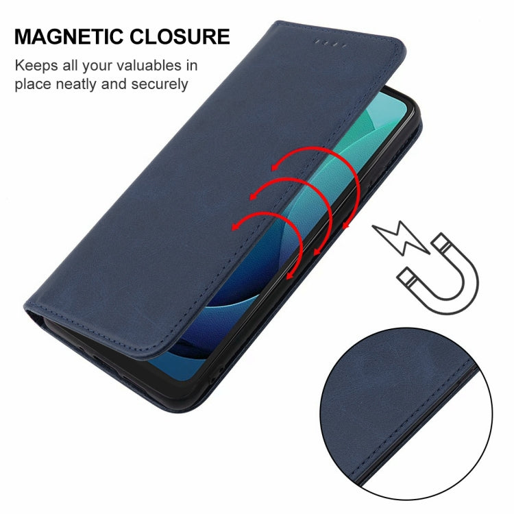 For Motorola Moto G 5G 2024 Magnetic Closure Leather Phone Case(Blue)