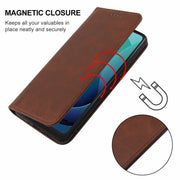 For Motorola Moto G 5G 2024 Magnetic Closure Leather Phone Case(Brown)