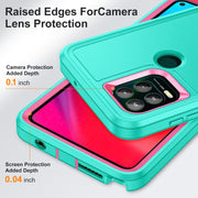 For Motorola Moto G Stylus 5G Rugged PC + Silicone Phone Case with Holder(Light Green+Rose Red)