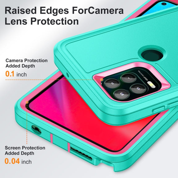 For Motorola Moto G Stylus 5G Rugged PC + Silicone Phone Case with Holder(Light Green+Rose Red)
