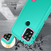 For Motorola Moto G Stylus 5G Rugged PC + Silicone Phone Case with Holder(Light Green+Rose Red)