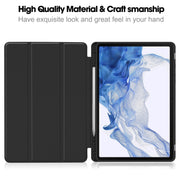 For Samsung Galaxy Tab S9 3-Fold Pure Color TPU Smart Leather Tablet Case with Pen Slot(Black)