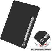 For Samsung Galaxy Tab S9 3-Fold Pure Color TPU Smart Leather Tablet Case with Pen Slot(Black)