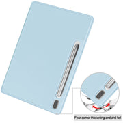 For Samsung Galaxy Tab S9 3-Fold Pure Color TPU Smart Leather Tablet Case with Pen Slot(Light Blue)