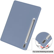 For Samsung Galaxy Tab S9 3-Fold Pure Color TPU Smart Leather Tablet Case with Pen Slot(Lavender)