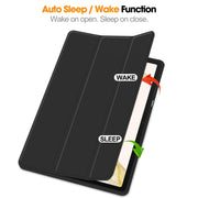 For Samsung Galaxy Tab S9+ 3-Fold Pure Color TPU Smart Leather Tablet Case with Pen Slot(Black)