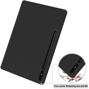 For Samsung Galaxy Tab S9+ 3-Fold Pure Color TPU Smart Leather Tablet Case with Pen Slot(Black)