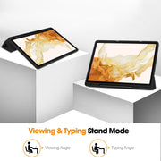 For Samsung Galaxy Tab S9+ 3-Fold Pure Color TPU Smart Leather Tablet Case with Pen Slot(Black)