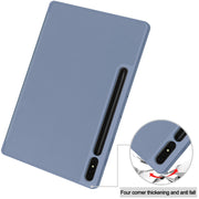 For Samsung Galaxy Tab S9+ 3-Fold Pure Color TPU Smart Leather Tablet Case with Pen Slot(Lavender)
