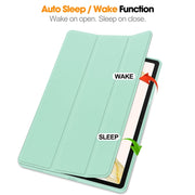 For Samsung Galaxy Tab S9+ 3-Fold Pure Color TPU Smart Leather Tablet Case with Pen Slot(Mint Green)