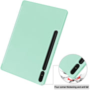 For Samsung Galaxy Tab S9+ 3-Fold Pure Color TPU Smart Leather Tablet Case with Pen Slot(Mint Green)