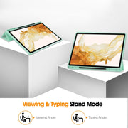 For Samsung Galaxy Tab S9+ 3-Fold Pure Color TPU Smart Leather Tablet Case with Pen Slot(Mint Green)