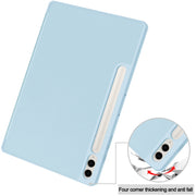 For Samsung Galaxy Tab S9 FE+ / S10+ 3-Fold Pure Color TPU Smart Leather Tablet Case with Pen Slot(Light Blue)