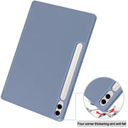 For Samsung Galaxy Tab S9 FE+ 3-Fold Pure Color TPU Smart Leather Tablet Case with Pen Slot(Lavender)