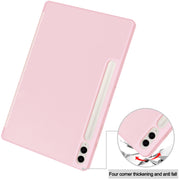 For Samsung Galaxy Tab S9 FE+ / S10+ 3-Fold Pure Color TPU Smart Leather Tablet Case with Pen Slot(Pink)