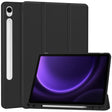 For Samsung Galaxy Tab S9 FE 3-Fold Pure Color TPU Smart Leather Tablet Case with Pen Slot(Black) - Galaxy Tab S9 FE by PMC TechLife | Online Shopping South Africa | PMC TechLife