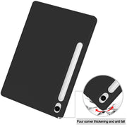 For Samsung Galaxy Tab S9 FE 3-Fold Pure Color TPU Smart Leather Tablet Case with Pen Slot(Black)