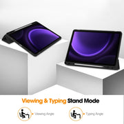 For Samsung Galaxy Tab S9 FE 3-Fold Pure Color TPU Smart Leather Tablet Case with Pen Slot(Black)