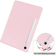For Samsung Galaxy Tab S9 FE 3-Fold Pure Color TPU Smart Leather Tablet Case with Pen Slot(Pink)