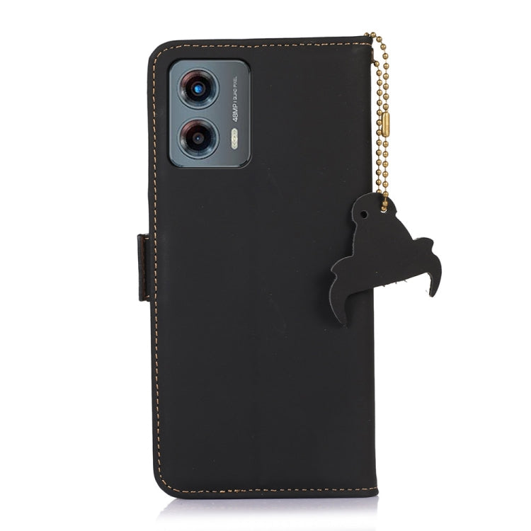 For Motorola Moto G 5G 2023 Genuine Leather Magnetic RFID Leather Phone Case(Black)