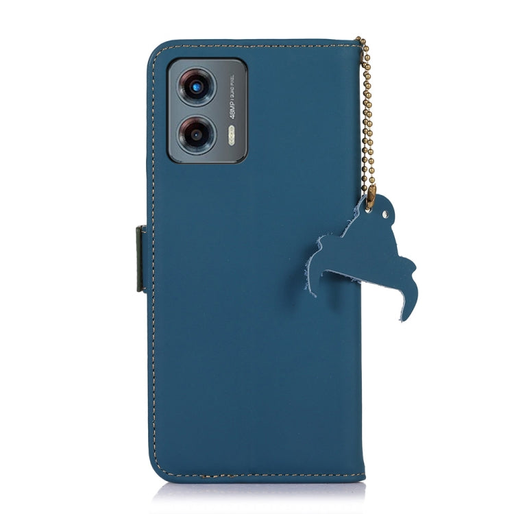 For Motorola Moto G 5G 2023 Genuine Leather Magnetic RFID Leather Phone Case(Blue)