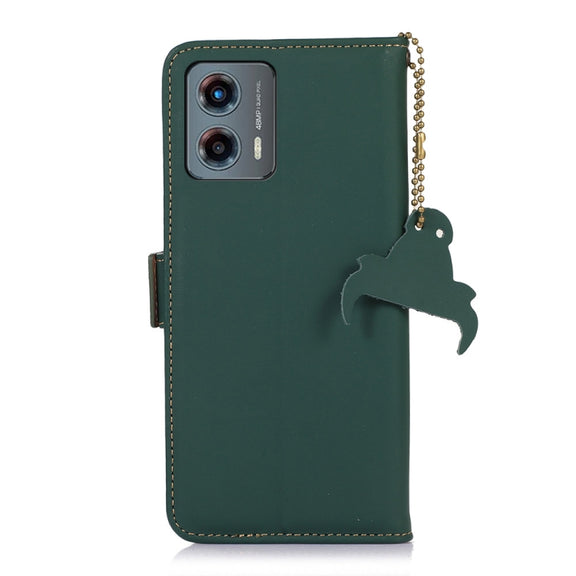 For Motorola Moto G 5G 2023 Genuine Leather Magnetic RFID Leather Phone Case(Green)