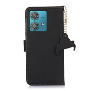 For Motorola Edge 40 Neo Genuine Leather Magnetic RFID Leather Phone Case(Black)