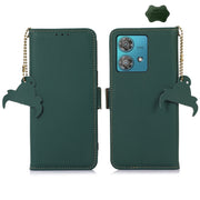 For Motorola Edge 40 Neo Genuine Leather Magnetic RFID Leather Phone Case(Green)