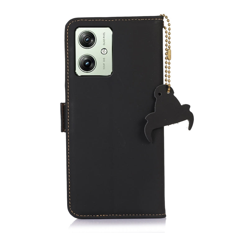 For Motorola Moto G54 5G Genuine Leather Magnetic RFID Leather Phone Case(Black)