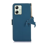 For Motorola Moto G54 5G Genuine Leather Magnetic RFID Leather Phone Case(Blue)