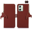 For Motorola Moto G54 5G Genuine Leather Magnetic RFID Leather Phone Case(Coffee) - Motorola Cases by PMC TechLife | Online Shopping South Africa | PMC TechLife | Buy Now Pay Later Mobicred